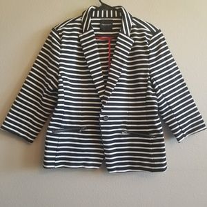 Black and White Striped Blazer Jacker